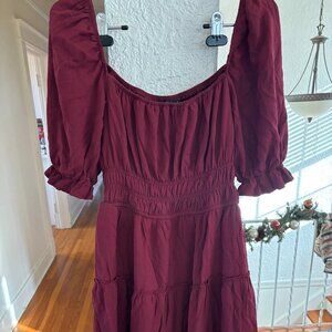 NWOT Francesca's Tacha Smocked Maroon Mini Dress XL